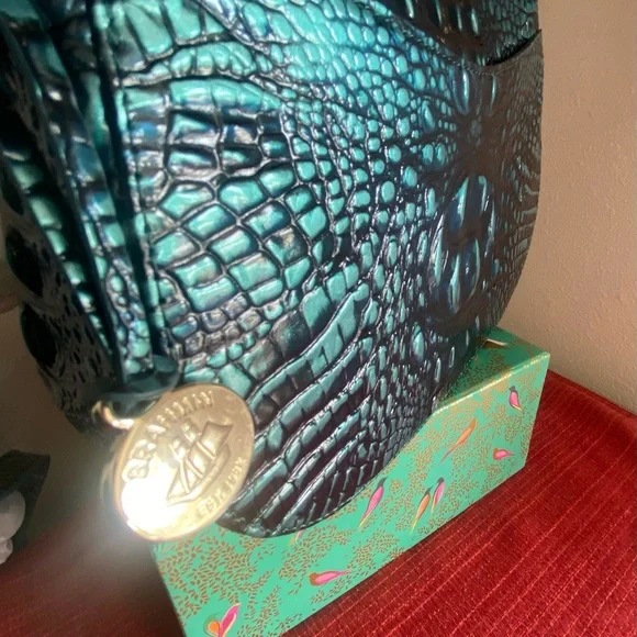 BRAHMIN… NWT SHAYNA CROSSBODY HANDBAG IRIDESCENT TEAL - Picture 5 of 16